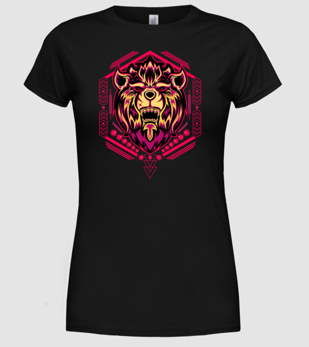 Lion geometry model negru pe tricou