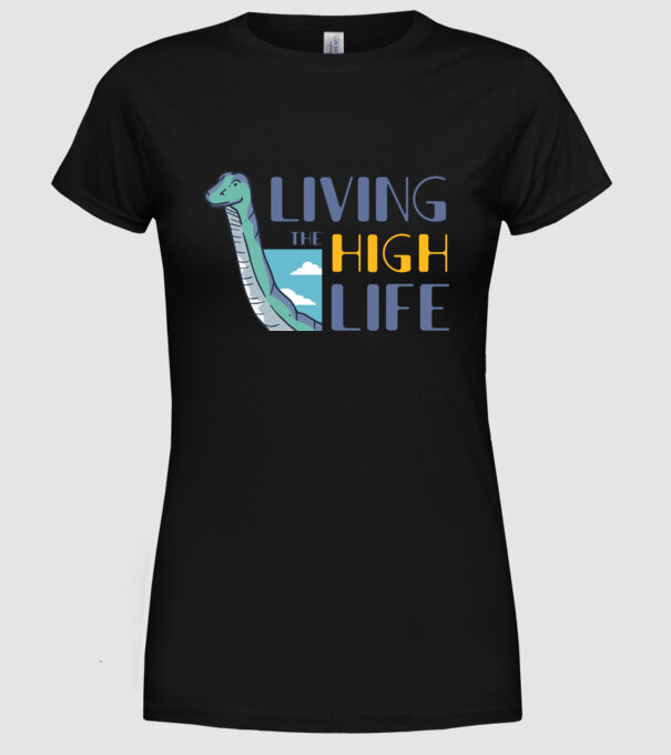 Living the High Life Dinosaur model negru pe tricou