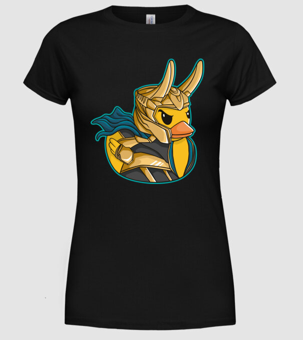 Rață Loki model negru pe tricou