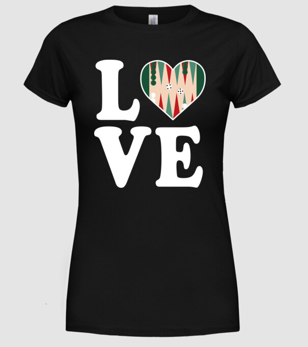 Love Backgammon model negru pe tricou