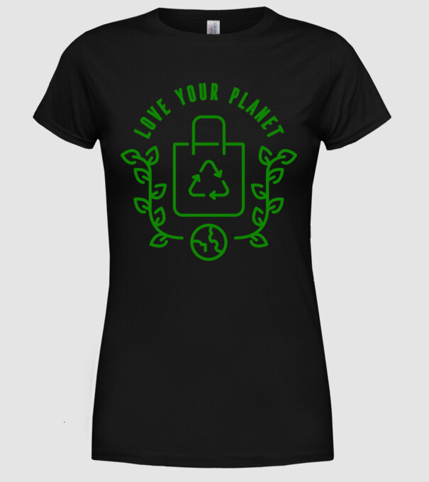 Love Your Planet - Ziua Pământului model negru pe tricou