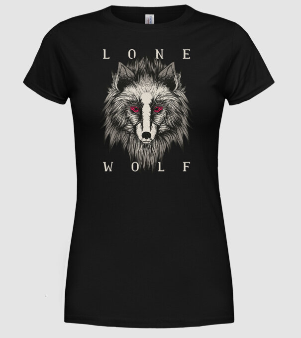 Lup Singuratic model negru pe tricou
