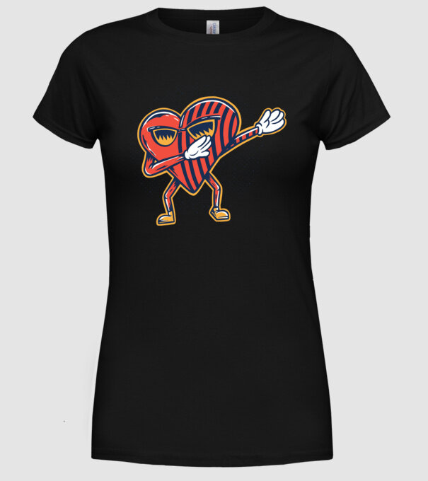 Inimă DAB cărți de joc maghiare model negru pe tricou