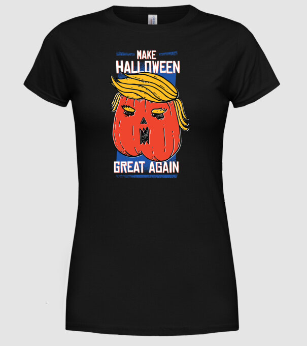 Make Halloween Great Again Trump model negru pe tricou