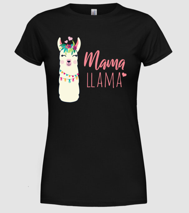 Mama Llama model negru pe tricou