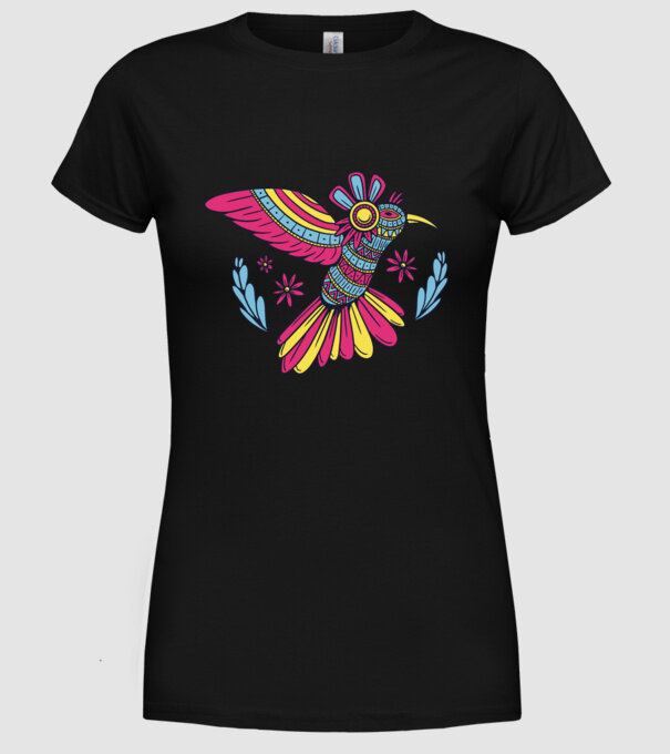 Mandala Colibri model negru pe tricou