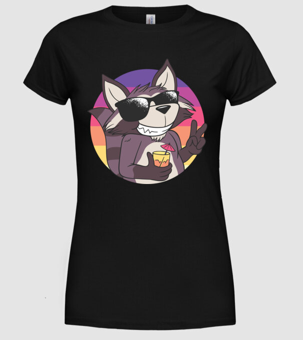 Raton cool model negru pe tricou