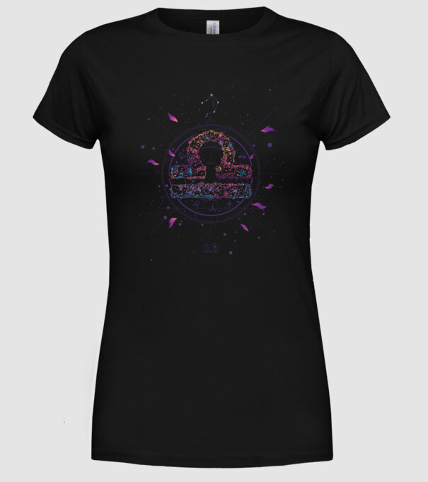Libra Zodiac model negru pe tricou