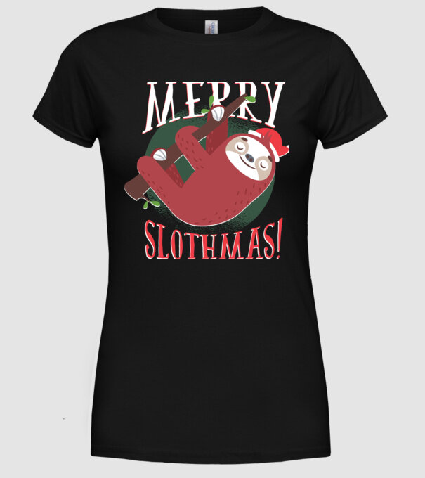 Merry Slothmas Crăciun cu Leneș model negru pe tricou