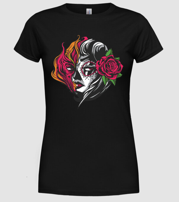 Fată Mexicană Demon model negru pe tricou