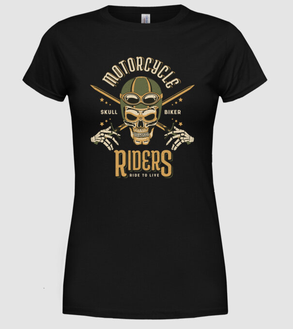 Craniu Motociclist model negru pe tricou