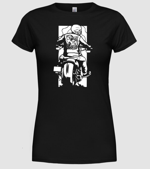 Craniu Motociclist model negru pe tricou