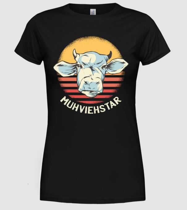 Vacă Muhviehstar model negru pe tricou