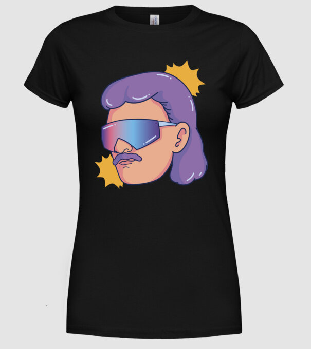Cap Mullet Retro model negru pe tricou