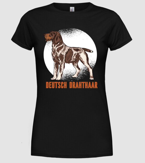 Brac german cu păr sârmos model negru pe tricou