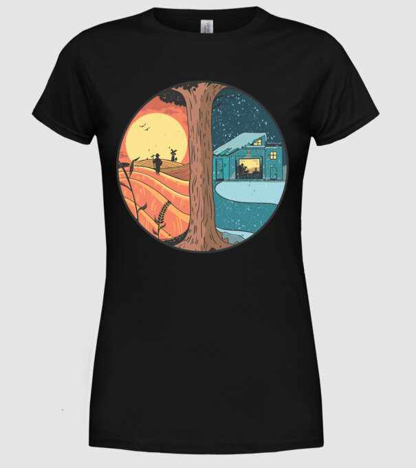 Vară vs iarnă model negru pe tricou