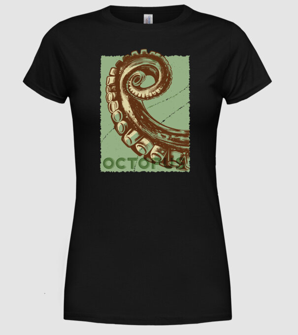 Caracatiță Octopus model negru pe tricou