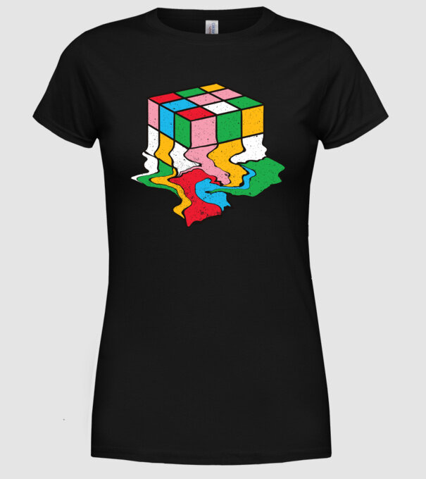 Cub Rubik topindu-se model negru pe tricou