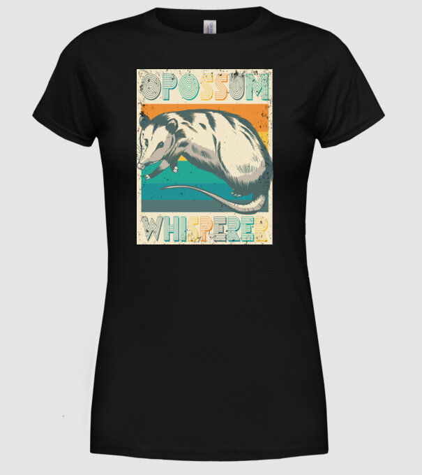 Opossum Whisperer model negru pe tricou