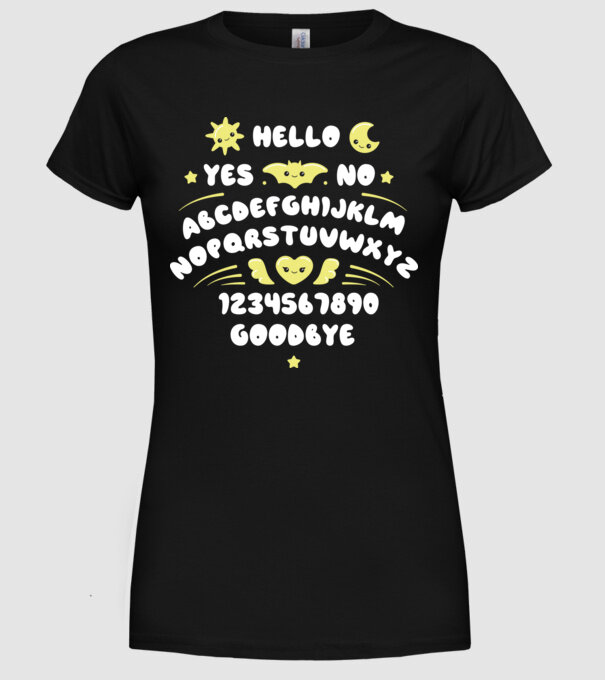 Motiv Ouija model negru pe tricou