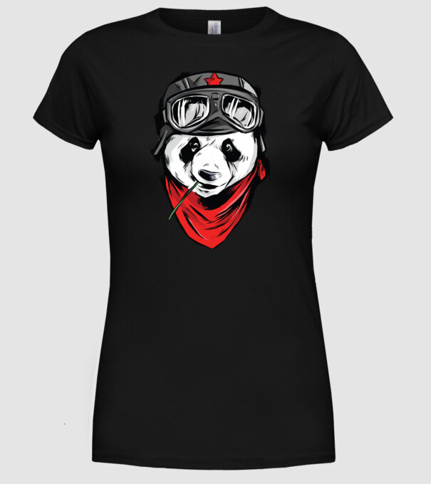 Panda Gerilla model negru pe tricou