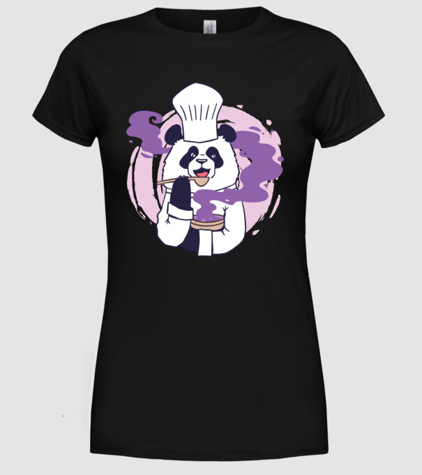 Panda Chef model negru pe tricou