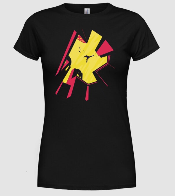 Alergare Parkour model negru pe tricou