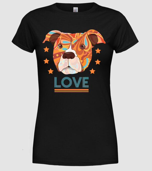 Dragoste Pitbull model negru pe tricou