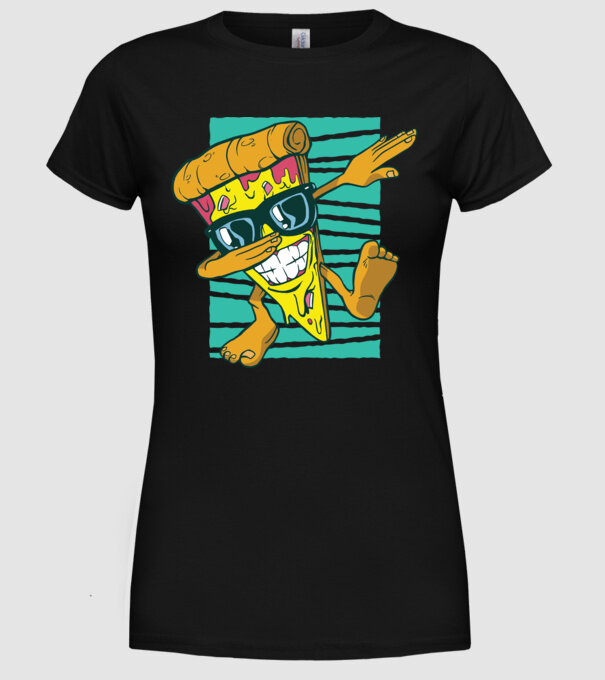 Felie de pizza DAB model negru pe tricou