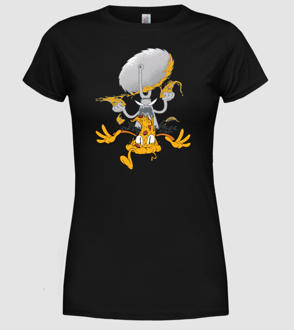 Monstru tăietor de Pizza model negru pe tricou