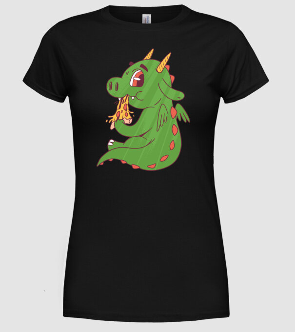 Pizza Dino model negru pe tricou
