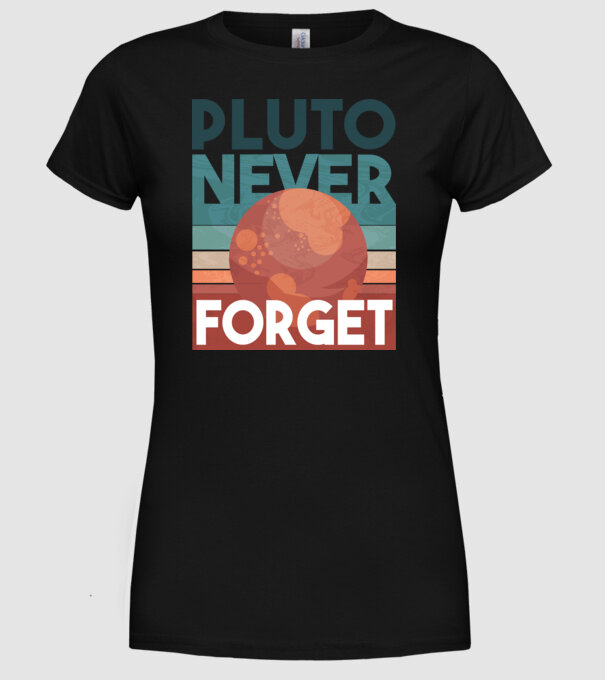 Pluto never forget model negru pe tricou