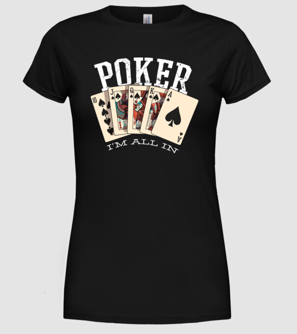 Poker All in model negru pe tricou