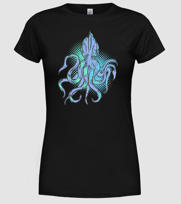 Cthulhu Caracatiță model negru pe tricou