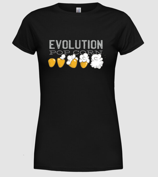 Evoluție Popcorn model negru pe tricou