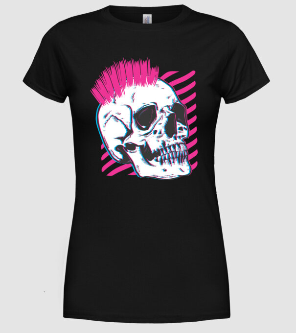 Craniu Punk model negru pe tricou