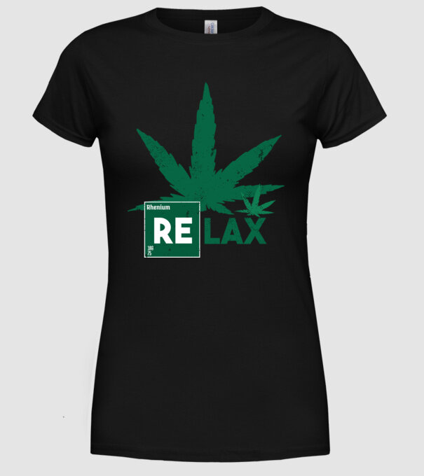 Relax Cannabis model negru pe tricou