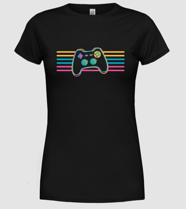 Gamer Controler Retro model negru pe tricou
