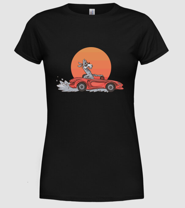 Mașină Retro Llama model negru pe tricou