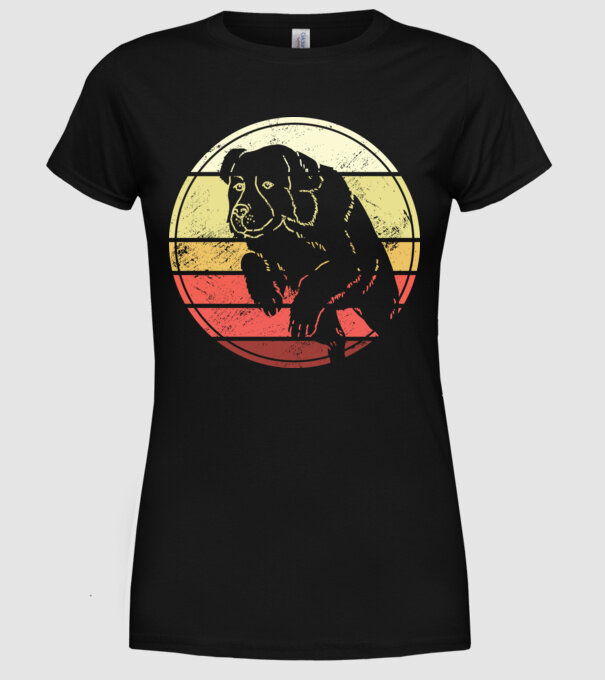 Câine Retro Landseer model negru pe tricou