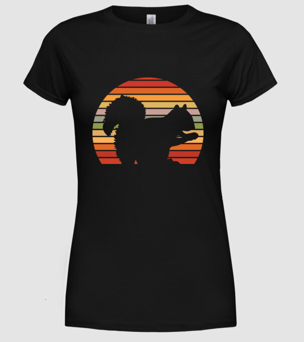 Veveriță Retro model negru pe tricou