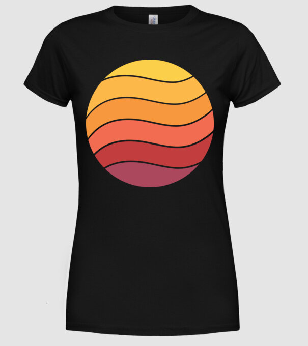 Fond Retro Apus de soare model negru pe tricou