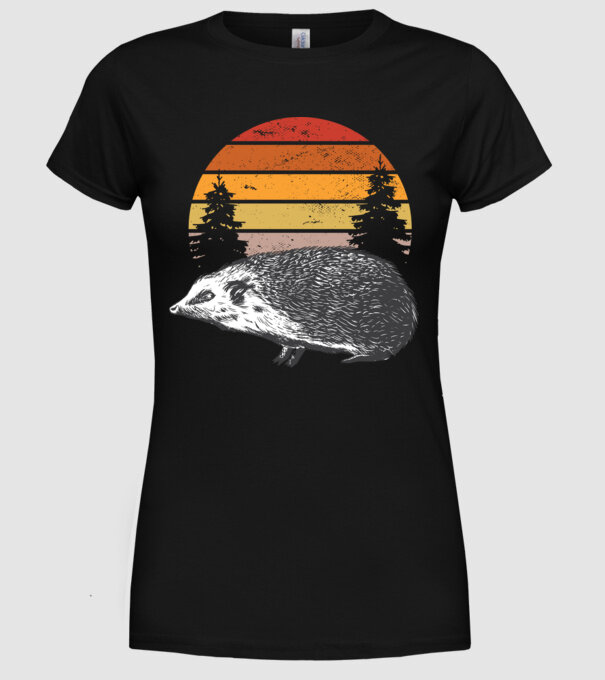 Arici Retro model negru pe tricou