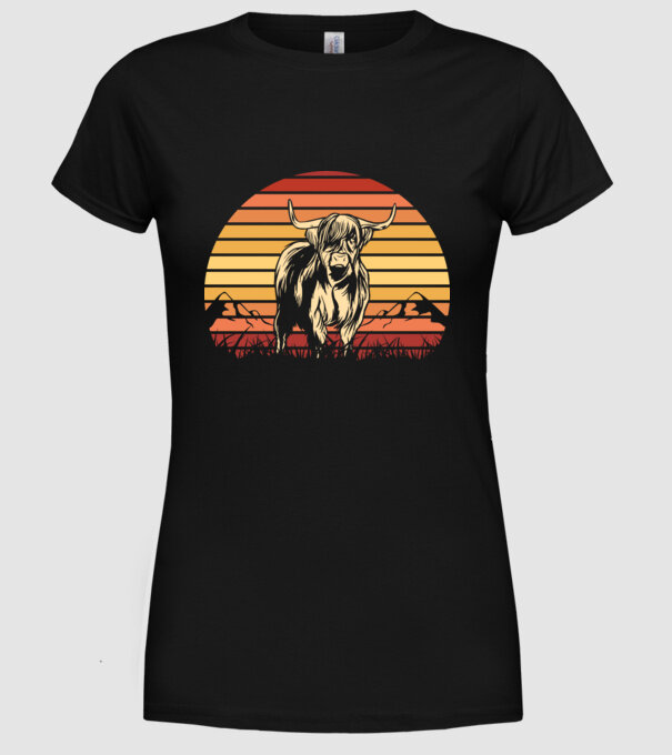 Vită Retro model negru pe tricou