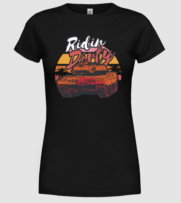 Ridin Dirty tricou cu tanc model negru pe tricou
