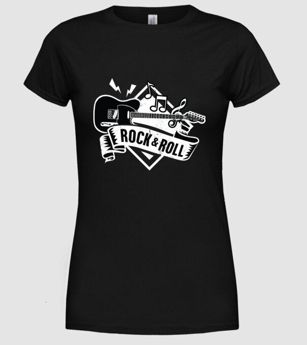 Rock & Roll chitară model negru pe tricou