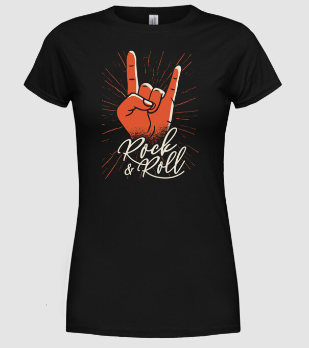 Rock and Roll model negru pe tricou