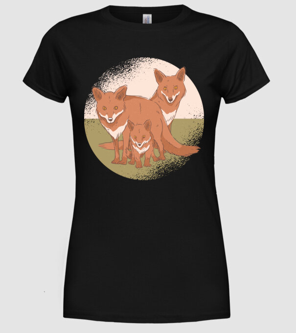 Familie Vulpe model negru pe tricou