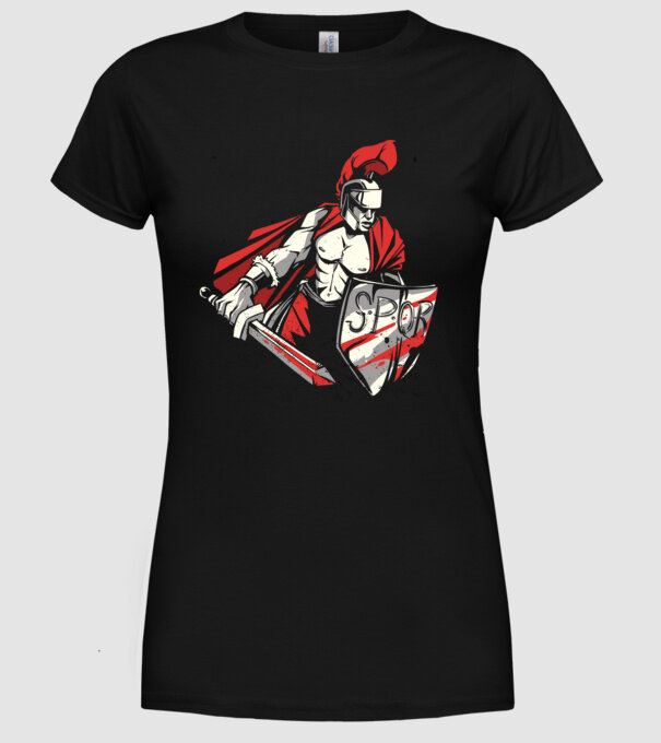 SPQR războinic Roman model negru pe tricou