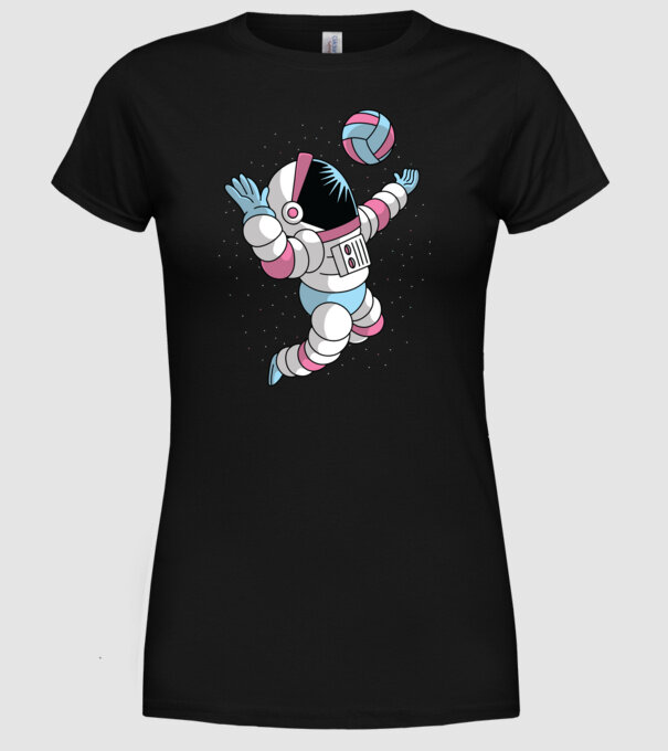 Astronaut voleibalist model negru pe tricou